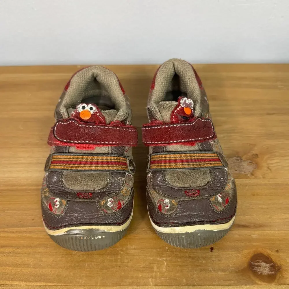Stride Rite Sesame Street Elmo Shoes in Brown / Red Leather Toddler Size 7